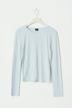 Soft touch crew neck top - Blau - Dame - Gina Tricot