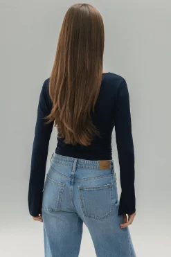 Soft touch jersey top - Blau - Dame - Gina Tricot