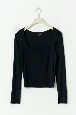 Soft touch jersey top - Blau - Dame - Gina Tricot