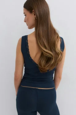 Soft v-neck singlet - Blau - Dame - Gina Tricot