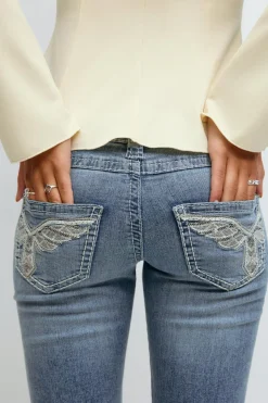 Sparkle low flare jeans - Blau - Gina Tricot