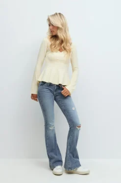 Sparkle low flare jeans - Blau - Gina Tricot