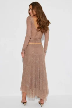 Sparkle midi skirt - Braun - Dame - Gina Tricot