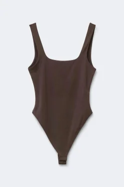 Square neck body - Braun - Dame - Gina Tricot