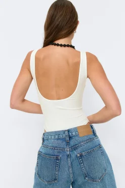 Square neck body - Weiß - Dame - Gina Tricot
