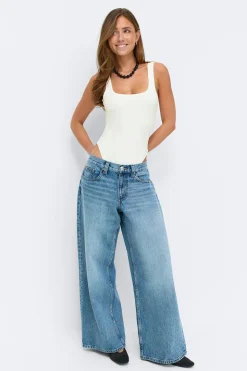Square neck body - Weiß - Dame - Gina Tricot