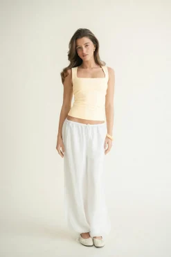 Square neck tank top - Gelb - Dame - Gina Tricot