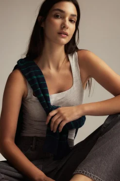 Square neck tank top - Grau - Dame - Gina Tricot