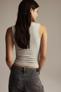 Square neck tank top - Grau - Dame - Gina Tricot