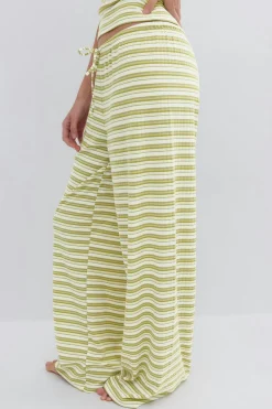 Striped soft trousers - Grün - Dame - Gina Tricot