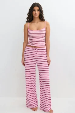 Striped soft trousers - Rosa - Dame - Gina Tricot