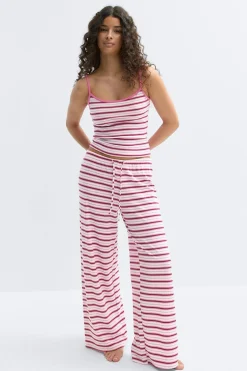 Striped soft trousers - Weiß - Dame - Gina Tricot