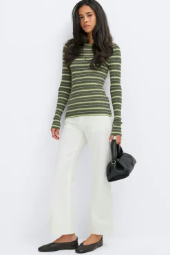 Stripe knitted top - Grün - Dame - Gina Tricot