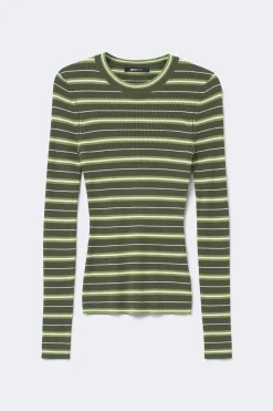 Stripe knitted top - Grün - Dame - Gina Tricot