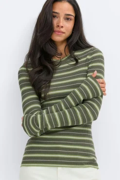 Stripe knitted top - Grün - Dame - Gina Tricot
