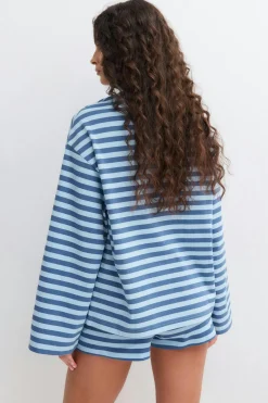 Stripe long sleeve tee - Blau - Dame - Gina Tricot