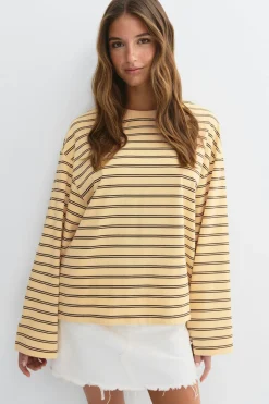 Stripe long sleeve tee - Gelb - Dame - Gina Tricot
