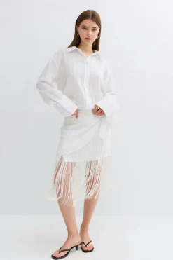 Structured skirt - Weiß - Dame - Gina Tricot
