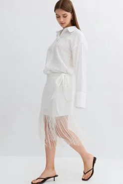 Structured skirt - Weiß - Dame - Gina Tricot