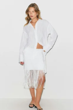 Structure shirt - Weiß - Dame - Gina Tricot