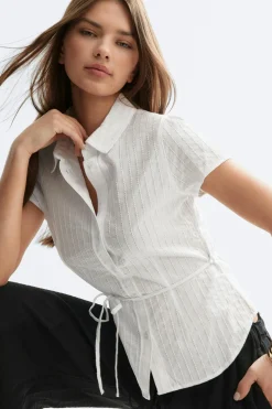 Structure shirt - Weiß - Dame - Gina Tricot