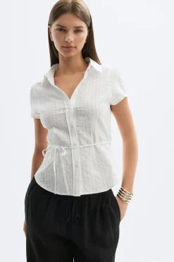 Structure shirt - Weiß - Dame - Gina Tricot