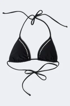 Studded triangle bikini top - Schwarz - Dame - Gina Tricot