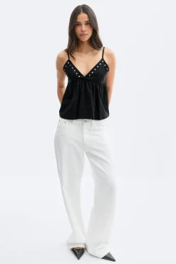 Studs singlet - Schwarz - Dame - Gina Tricot