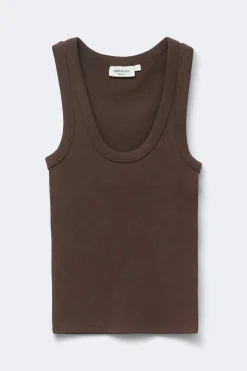 Super stretch scoop neck tank - Braun - Dame - Gina Tricot