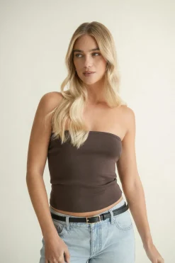 Super stretch tube top - Braun - Dame - Gina Tricot