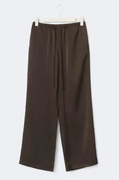 Tall drawstring satin trousers - Braun - Dame - Gina Tricot