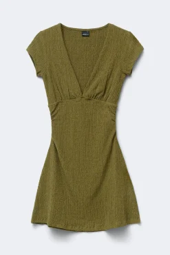 Textured mini dress - Grün - Dame - Gina Tricot