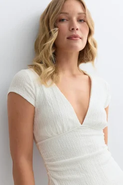 Textured mini dress - Weiß - Dame - Gina Tricot