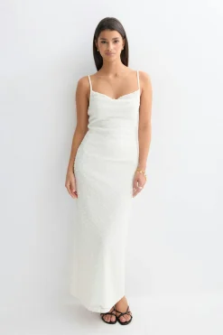 Textured slip dress - Weiß - Dame - Gina Tricot
