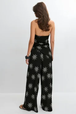 Textured wide trousers - Schwarz - Dame - Gina Tricot