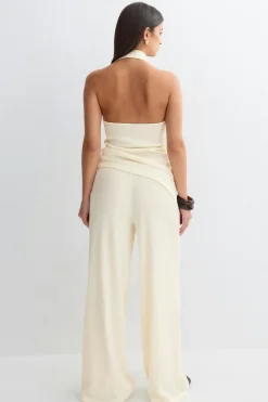 Textured wide trousers - Weiß - Dame - Gina Tricot