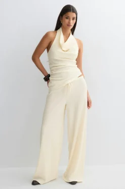 Textured wide trousers - Weiß - Dame - Gina Tricot