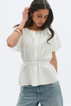 Tie back blouse - Weiß - Dame - Gina Tricot