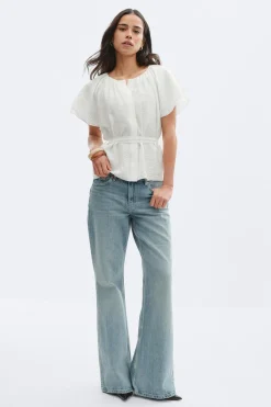 Tie back blouse - Weiß - Dame - Gina Tricot