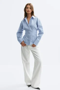 Tie blouse - Blau - Dame - Gina Tricot