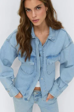 Tie denim shirt - Blau - Dame - Gina Tricot