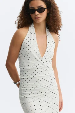 Tie detail halterneck top - Weiß - Dame - Gina Tricot