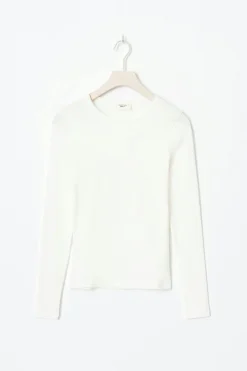 Tight fit long sleeve top - Weiß - Dame - Gina Tricot
