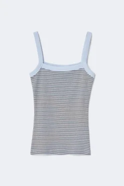 Tight fit rib singlet - Blau - Dame - Gina Tricot