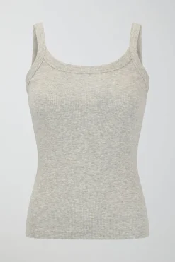 Tight fit rib singlet - Grau - Dame - Gina Tricot