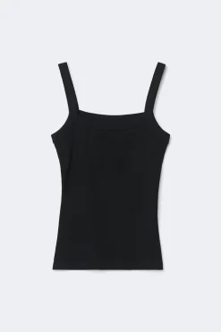 Tight fit rib singlet - Schwarz - Dame - Gina Tricot