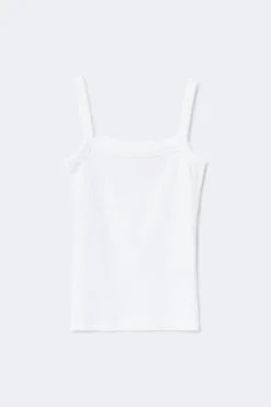 Tight fit rib singlet - Weiß - Dame - Gina Tricot