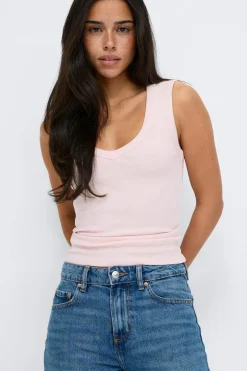 Tight v-neck rib tank - Rosa - Dame - Gina Tricot