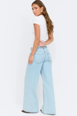 Twisted wide jeans - Blau - Dame - Gina Tricot