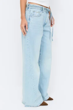 Twisted wide jeans - Blau - Dame - Gina Tricot